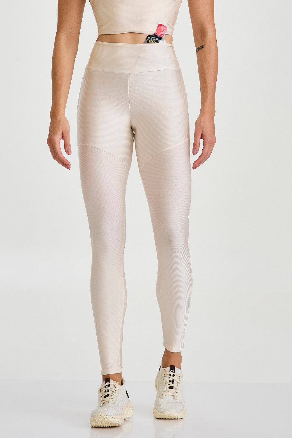 Glow tights med ficka off-white