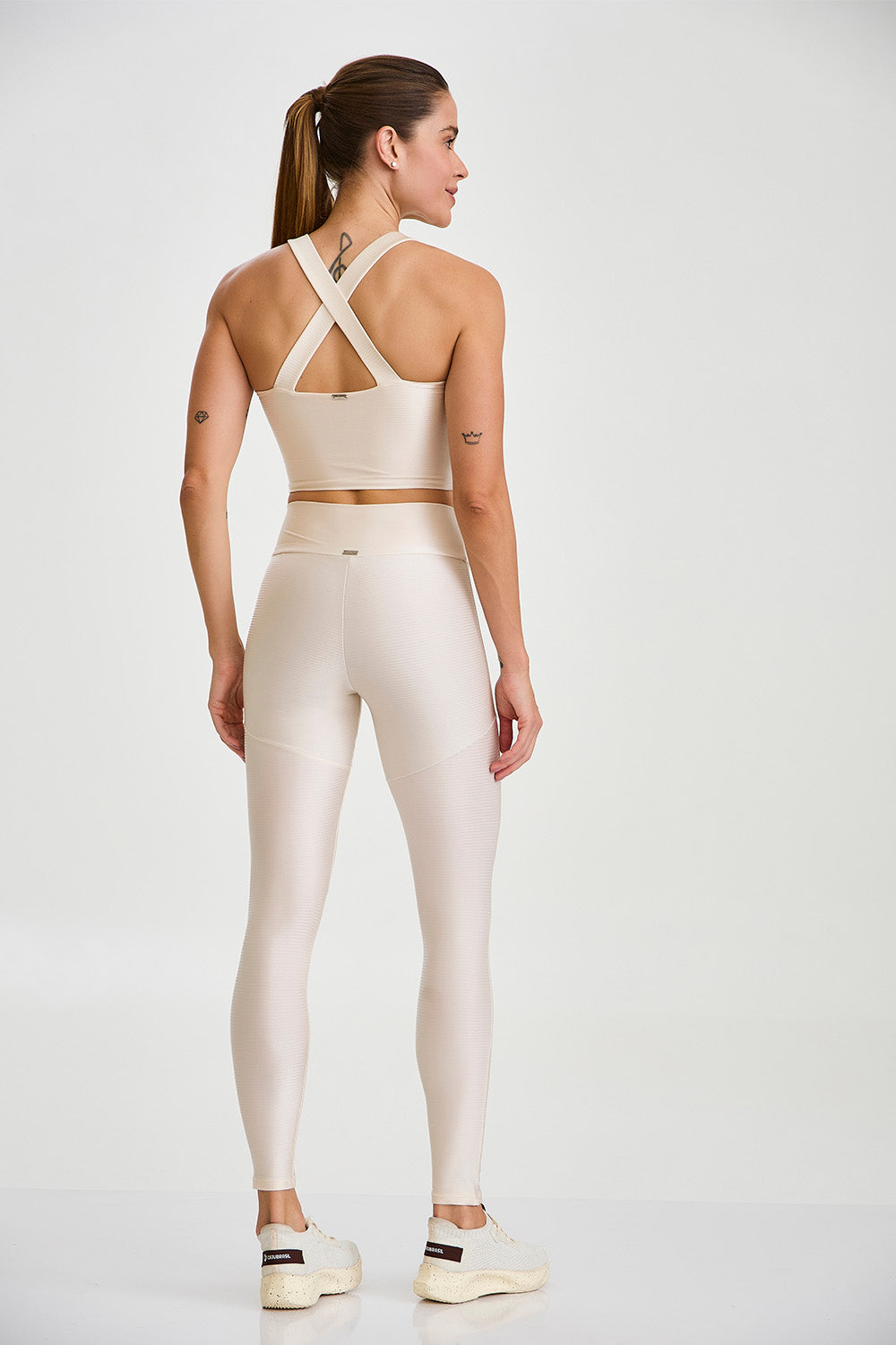 Glow tights med ficka off-white