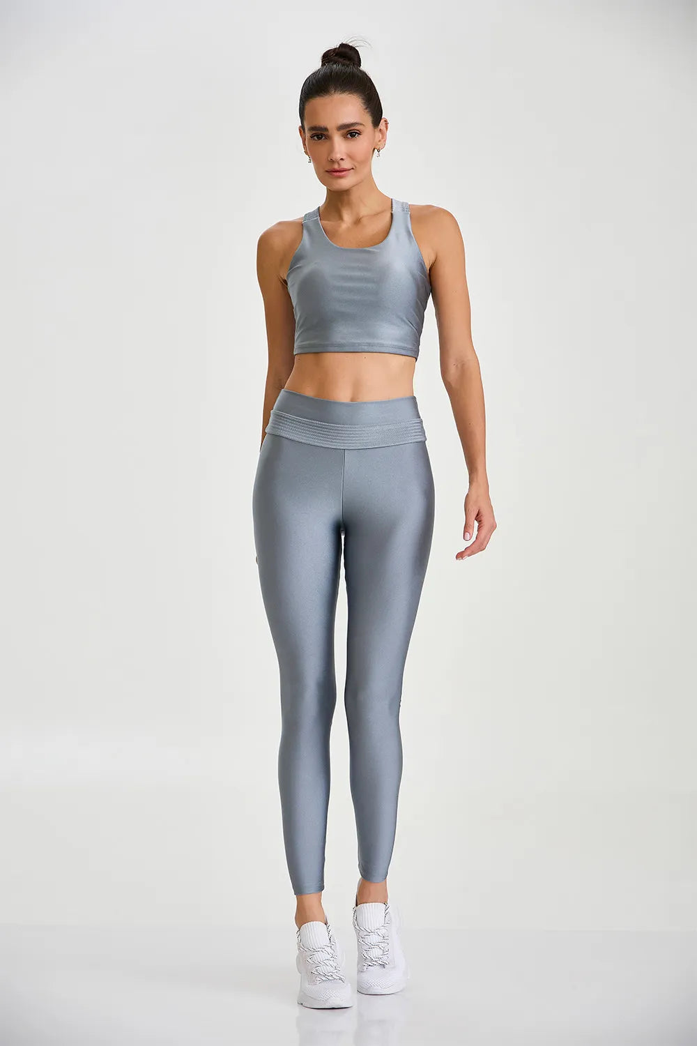 Atlanta Glow tights med markerad midja platinum