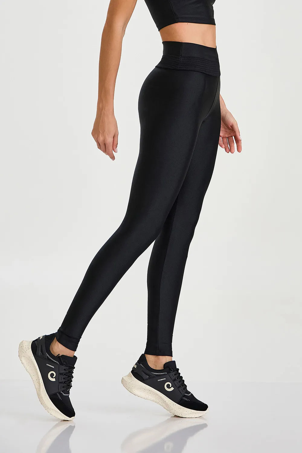 Atlanta Glow-tights med markerad midja svart